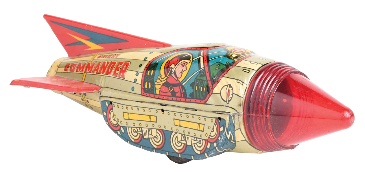 EARLY TIN LITHO FRICTION ORIENT COMMANDER SPACE SHIP.