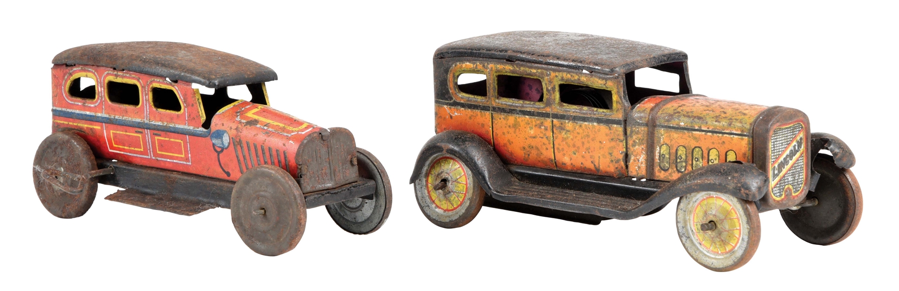 LOT OF 2: JAPANESE PRE-WAR WIND-UP AUTOMOBILES.