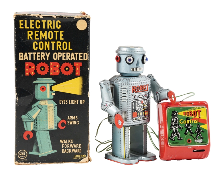 JAPANESE BATTERY OPERATED TIN LITHO R-35 ROBOT.