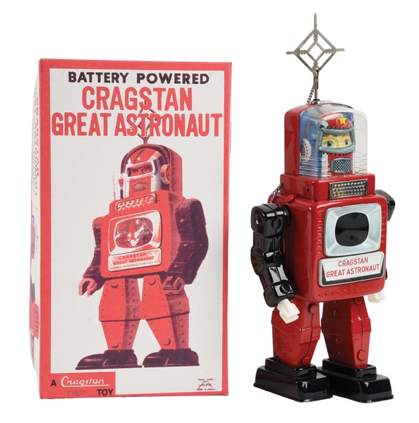 JAPANESE BATTERY OPERATED TIN LITHO CRAGSTAN GREAT ASTRONAUT.