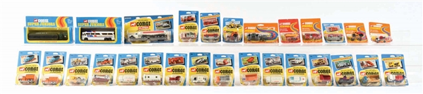 LOT OF APPROXIMATELY 25 VARIOUS CORGI DIE-CAST VEHICLE TOYS.