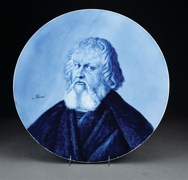 LARGE DUTCH BLUE AND WHITE PLAQUE OF HIERONYMUS HOLZSCHUHER BY DURER.