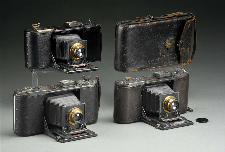 LOT OF THREE KODAK 1A SPEED CAMERAS CIRCA 1909 - 1913.