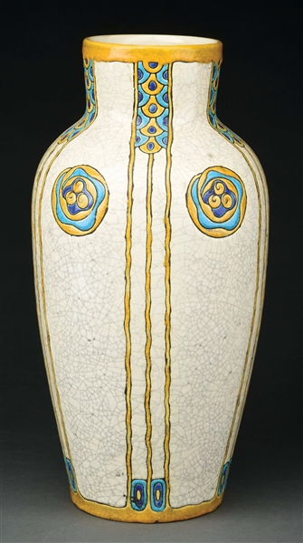 BOCH FRERES ART DECO FLORAL VASE BY CHARLES CATTEAU.