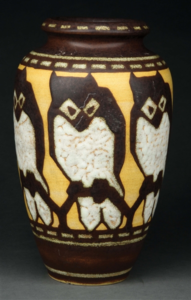 BOCH FRERES OWL VASE BY CHARLES CATTEAU.