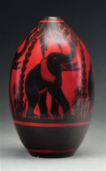 BOCH FRERES ELEPHANT VASE BY CHARLES CATTEAU.