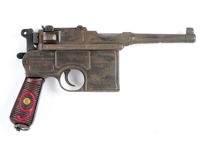 (C) MAUSER C96 BROOMHANDLE SEMI-AUTOMATIC PISTOL WITH SHOULDER STOCK.