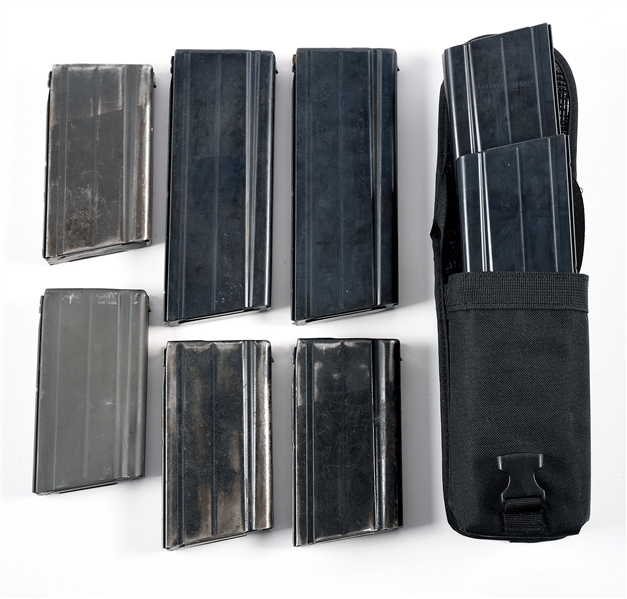LOT OF 9: FAL MAGAZINES WITH POUCH.