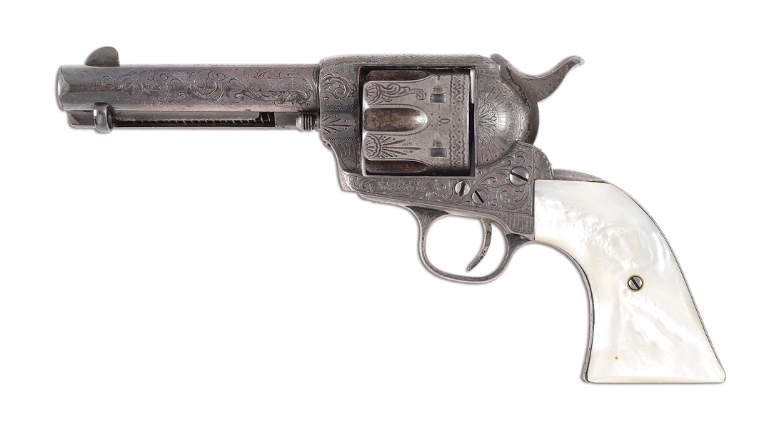 (A) FACTORY ENGRAVED AND SILVER PLATED COLT SINGLE ACTION ARMY REVOLVER.