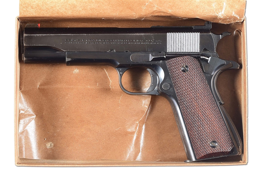 (C) COLT NATIONAL MATCH 1911 SEMI-AUTOMATIC PISTOL WITH SWARTZ SAFETY AND FACTORY LETTER (1939).