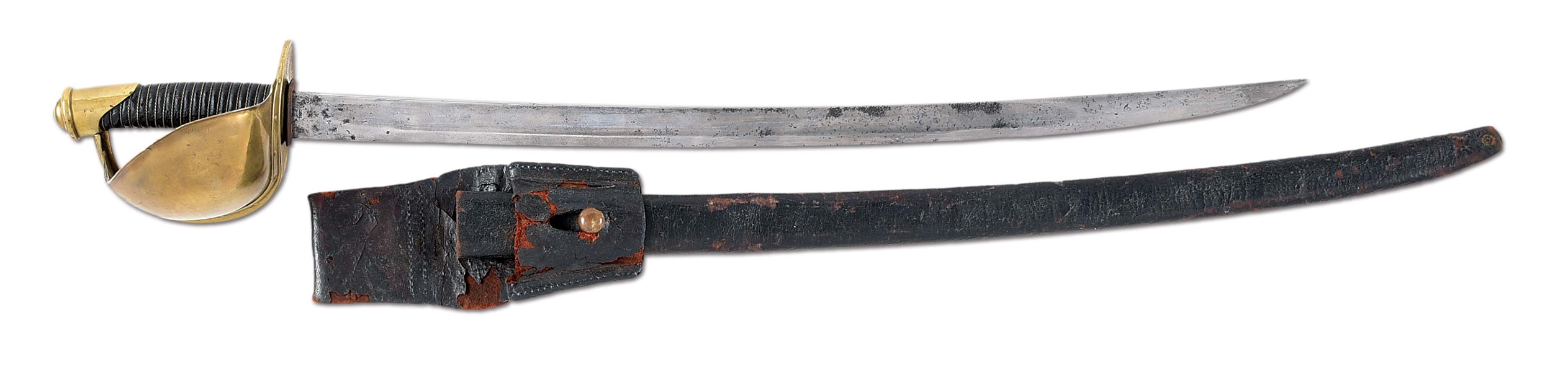 SCARCE 1861 DATED AMES NAVY CUTLASS, SCABBARD, AND FROG