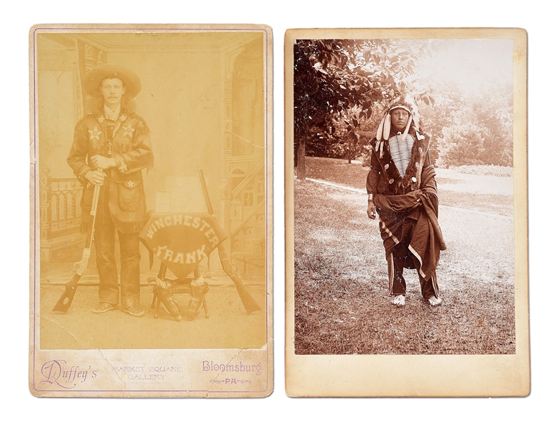 LOT OF 2: WINCHESTER FRANK AND NATIVE AMERICAN CABINET CARDS.