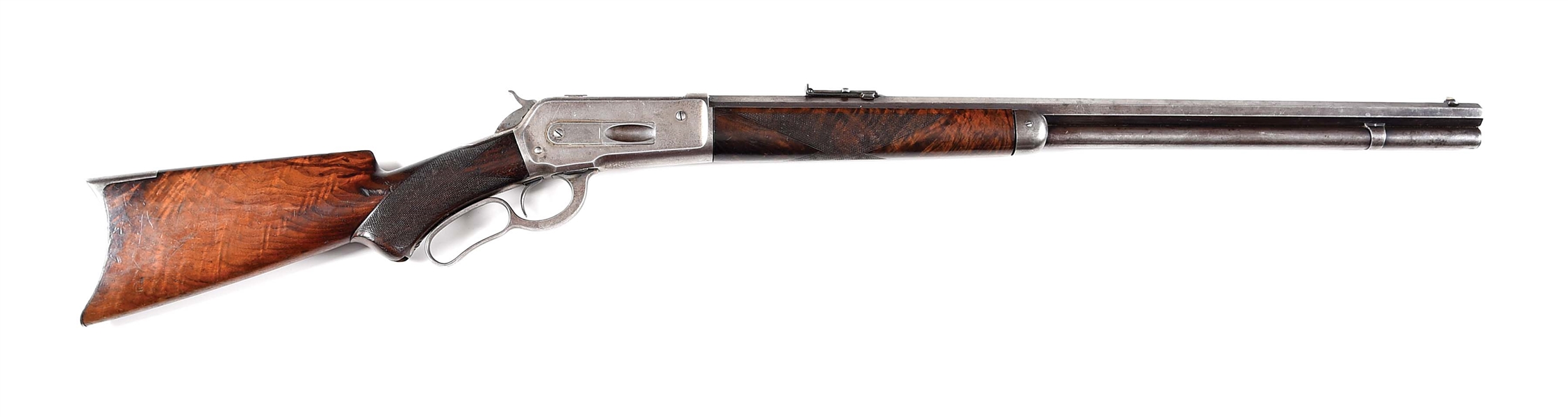 (A) WINCHESTER 1886 DELUXE LEVER ACTION RIFLE.