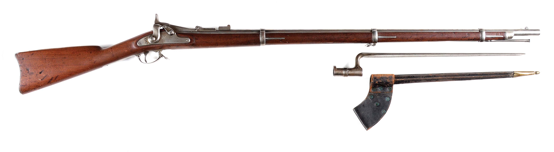 (A) US SPRINGFIELD 1866 SECOND ALLIN CONVERSION RIFLE WITH BAYONET.