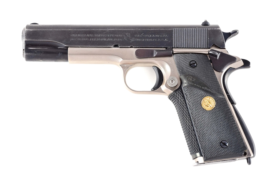(C) COMPETITION COLT 1911A1 SEMI-AUTOMATIC PISTOL MADE FROM A BRITISH LEND-LEASE WITH CARDBOARD BOX (1944 FRAME).