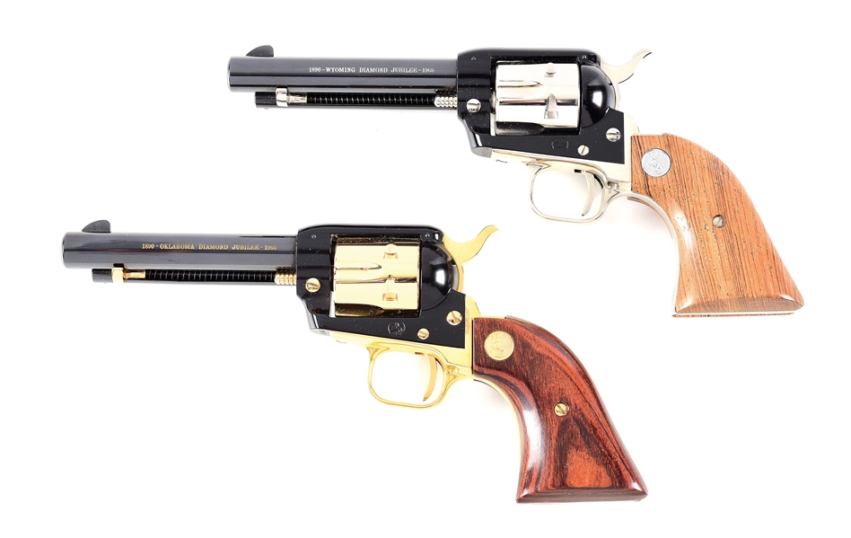 (C) LOT OF 2: CASED COLT COMMEMORATIVE FRONTIER SCOUT SINGLE ACTION REVOLVERS.