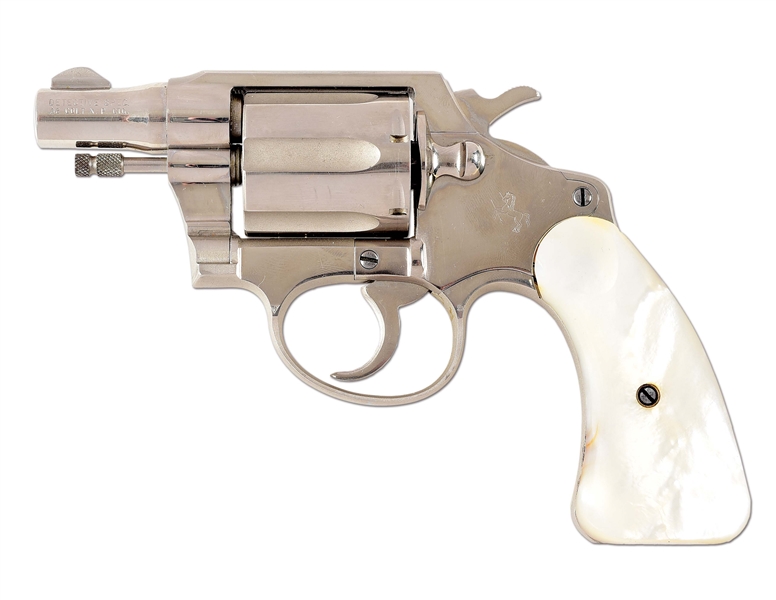 (C) FINE NICKEL COLT DETECTIVE SPECIAL SECOND ISSUE DOUBLE ACTION REVOLVER ENGRAVED TO HARRY X. KELLY WITH FACTORY LETTER (1950).