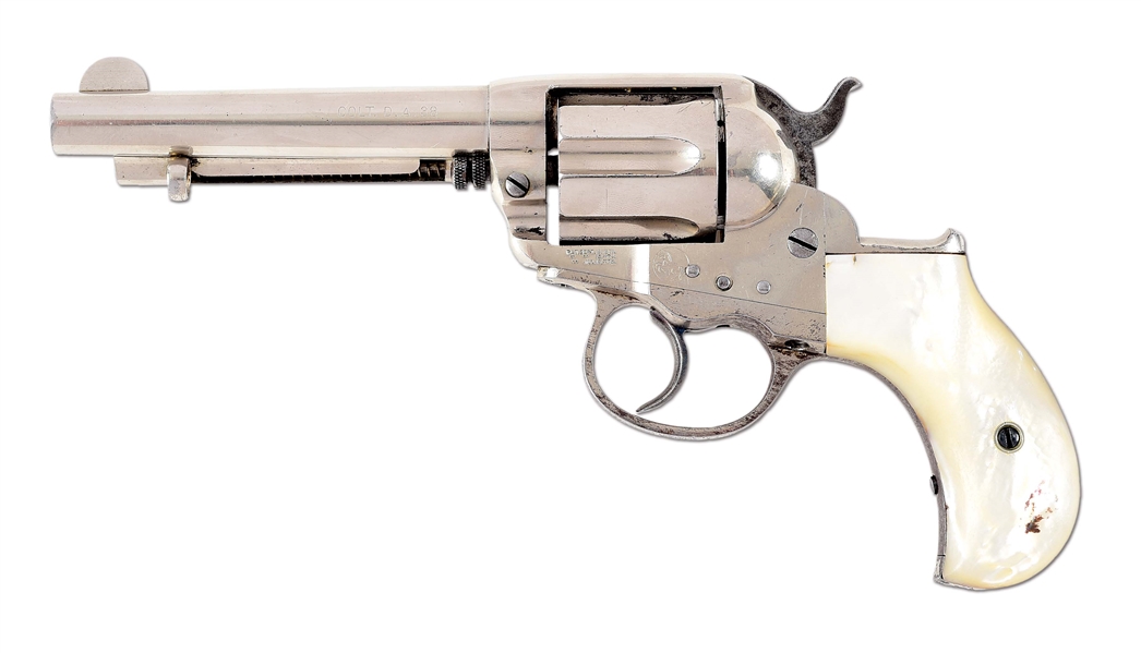 (A) NICKEL PLATED COLT MODEL 1877 LIGHTNING DOUBLE ACTION REVOLVER (1893).