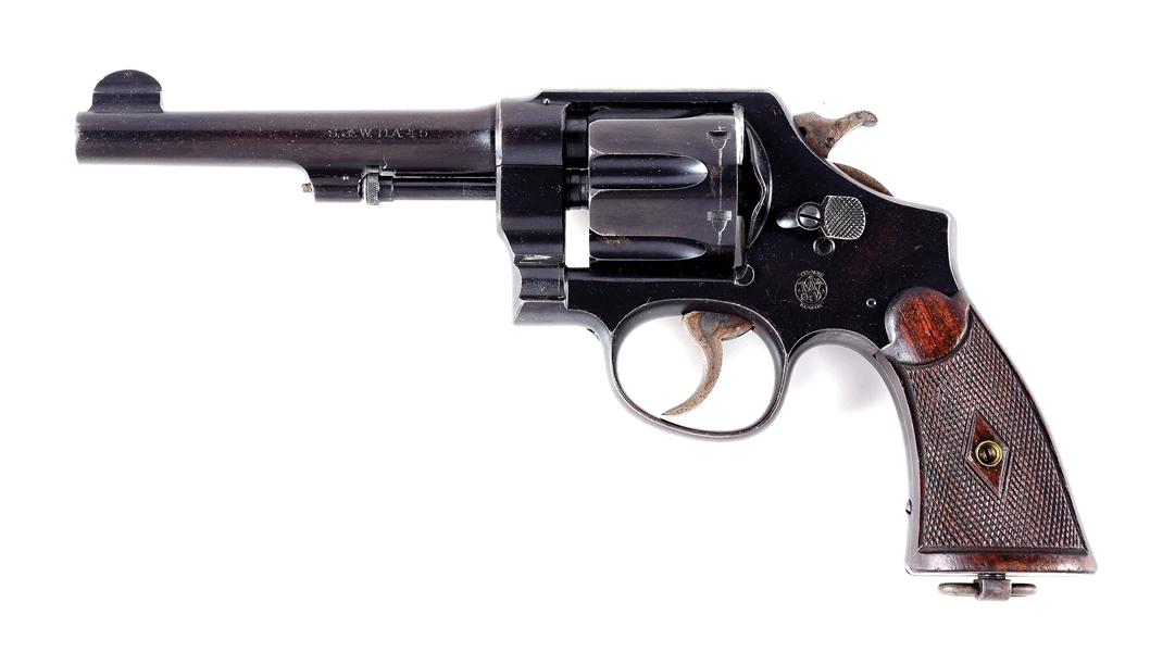 (C) PRE-WAR COMMERCIAL SMITH & WESSON MODEL 1917 HAND EJECTOR DOUBLE ACTION .45 REVOLVER.