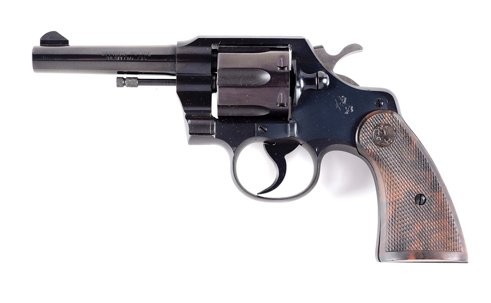 (C) FINE COLT OFFICIAL POLICE DOUBLE ACTION REVOLVER WITH BOX.