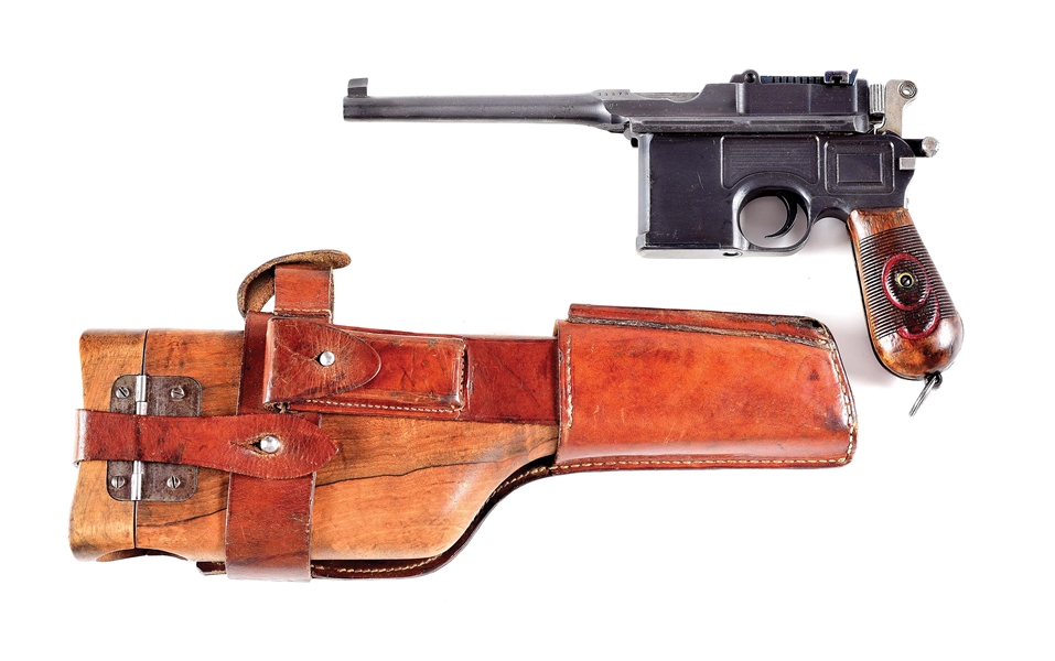 (C) MAUSER C96 RED 9 SEMI-AUTOMATIC PISTOL WITH STOCK HOLSTER. 
