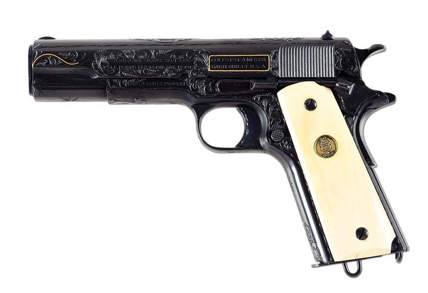 (C) FLANNERY ENGRAVED COLT MODEL OF 1911 U. S. ARMY SEMI AUTOMATIC PISTOL (1917).