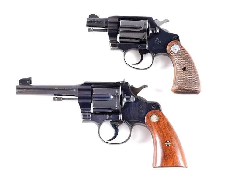 (C) LOT OF 2: COLT DETECTIVE SPECIAL AND OFFICERS MODEL DOUBLE ACTION REVOLVERS.