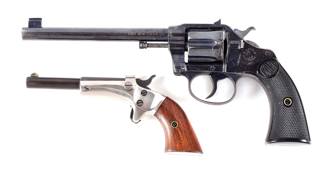 (C) LOT OF 2: COLT NEW POLICE TARGET DOUBLE ACTION REVOLVER AND STEVENS NO. 41 TIP-UP PISTOL. 