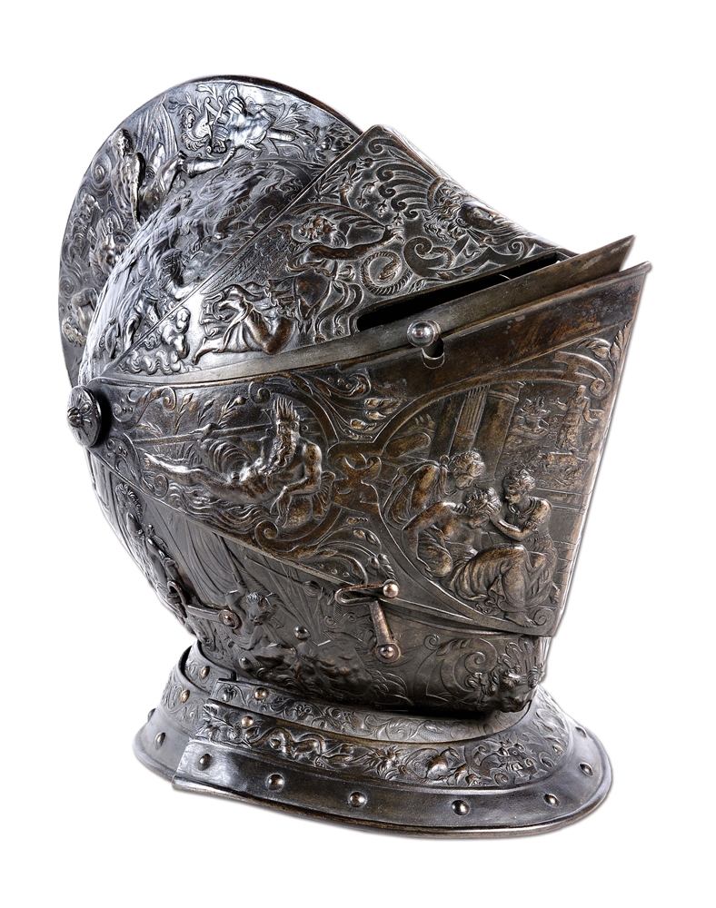 EXCEPTIONAL ELECTROTYPE OF THE CLOSE HELMET OF HENRY II OF FRANCE.