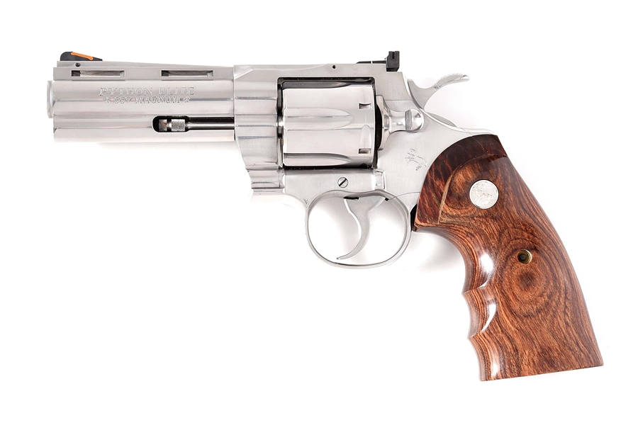 (M) STAINLESS COLT PYTHON ELITE DOUBLE ACTION REVOLVER WITH CASE.