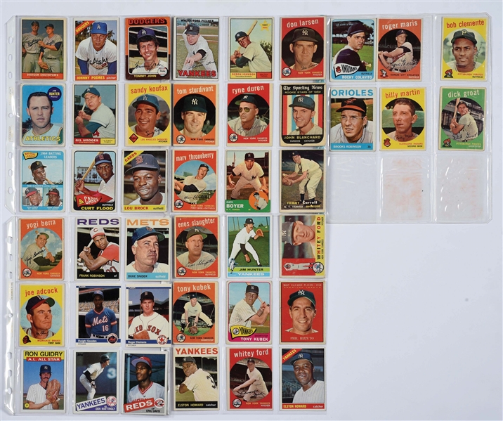 LOT OF 42: VARIOUS MOSTLY TOPPS BASEBALL CARDS.
