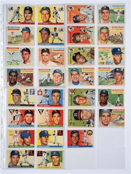 LOT OF OVER 100 VARIOUS 1950S TOPPS BASEBALL CARDS.
