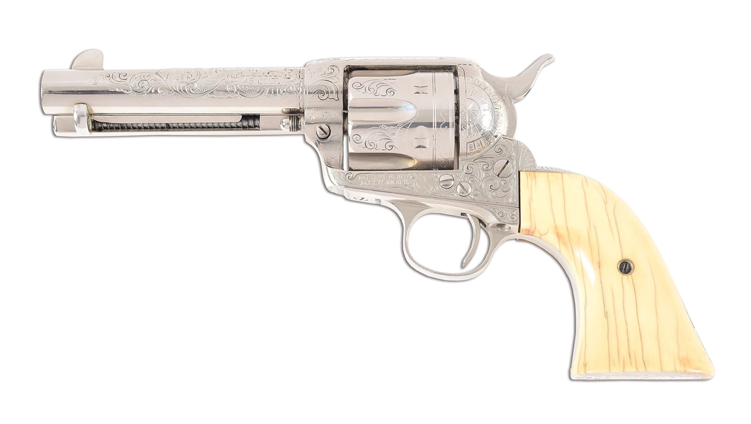 (C) ATTRACTIVE CUSTOM ENGRAVED & NICKEL PLATED COLT SINGLE ACTION ARMY REVOLVER (1901).