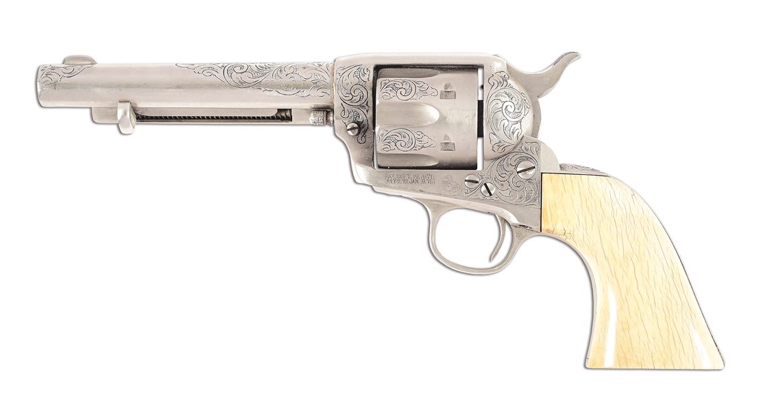 (C) NICKEL PLATED COLT SINGLE ACTION ARMY REVOLVER ENGRAVED BY DAVID HARRIS.