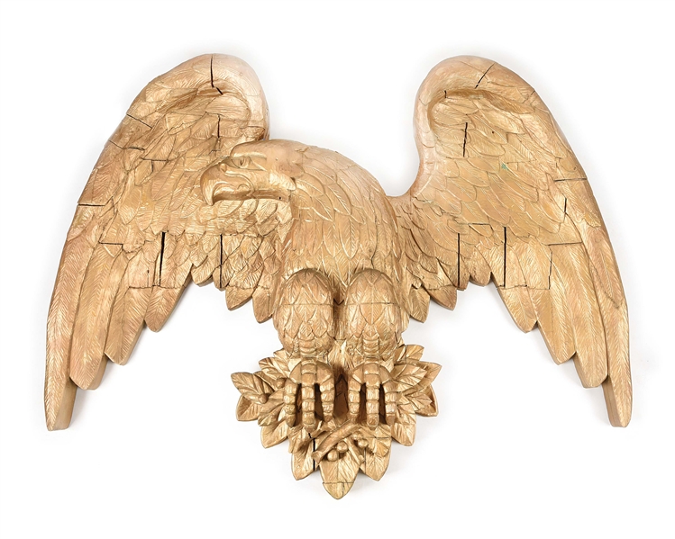 IMPRESSIVE AND MASSIVE RELIEF CARVED AMERICAN EAGLE BY RENOWNED CARVER DON PARKS..
