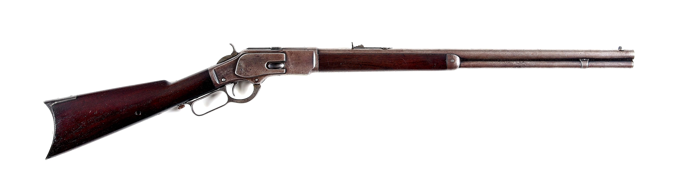 (A) WINCHESTER MODEL 1873 LEVER ACTION RIFLE (1885).