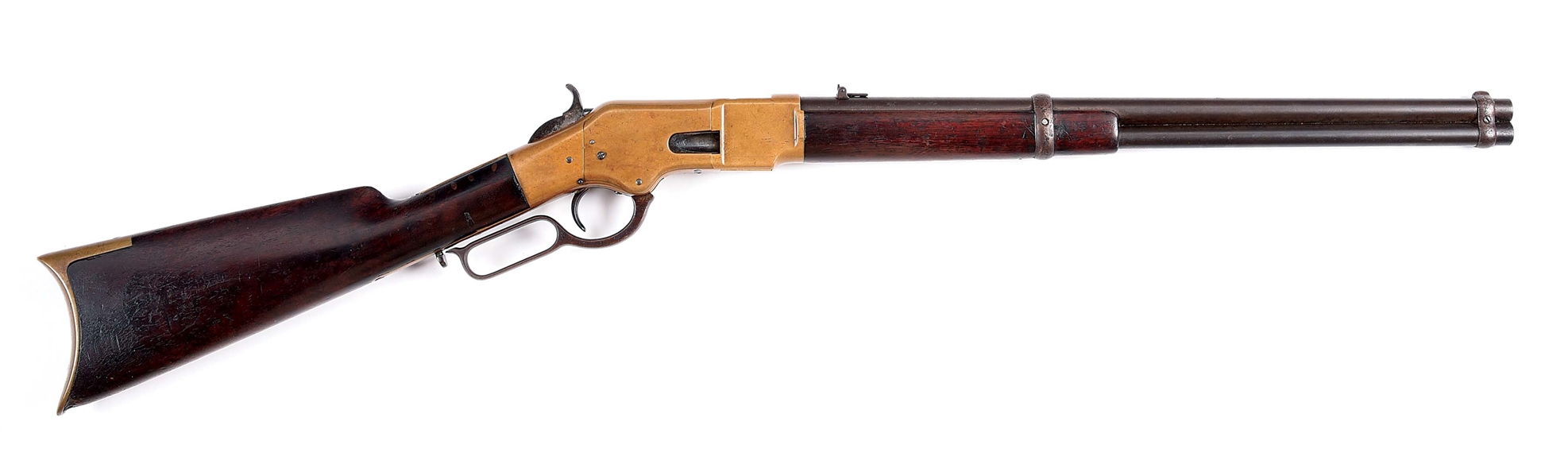 (A) WINCHESTER MODEL 1866 LEVER ACTION SADDLE RING CARBINE.