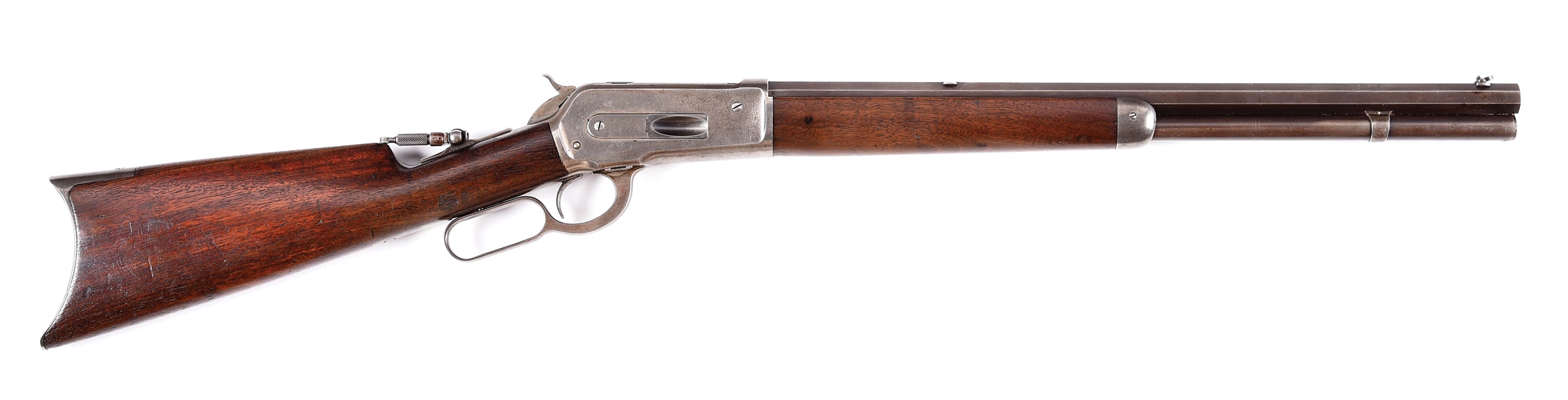 (A) WINCHESTER MODEL 1886 .40-82 LEVER ACTION RIFLE WITH 21" BARREL.