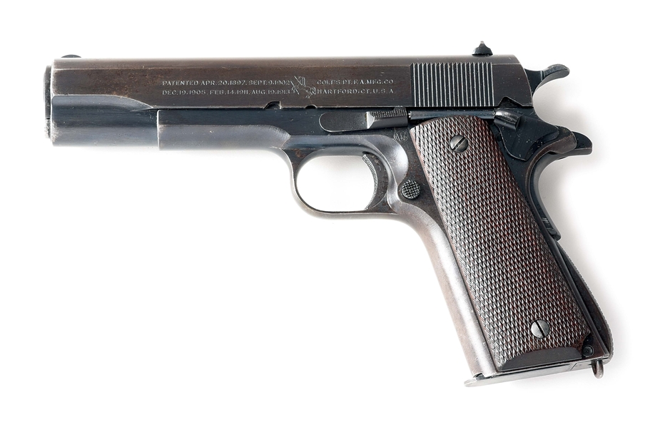 (C) COLT IMPROVED MODEL 1911, BETTER KNOWN AS THE TRANSITIONAL MODEL, .45 ACP SEMI-AUTOMATIC PISTOL.
