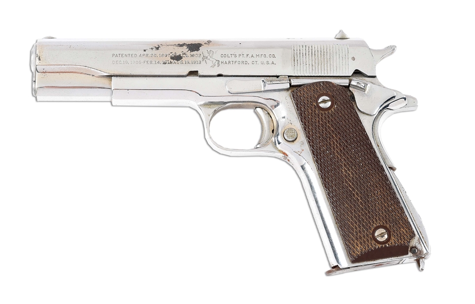(C) NICKEL PLATED COLT 1911A1 SEMI-AUTOMATIC PISTOL.