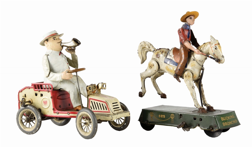 LOT OF 2: EARLY LEHMANN TIN LITHO WIND-UP TOYS.