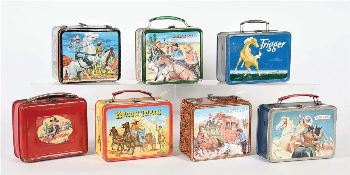 LOT OF 7: VINTAGE TIN LITHO LUNCHBOXES.