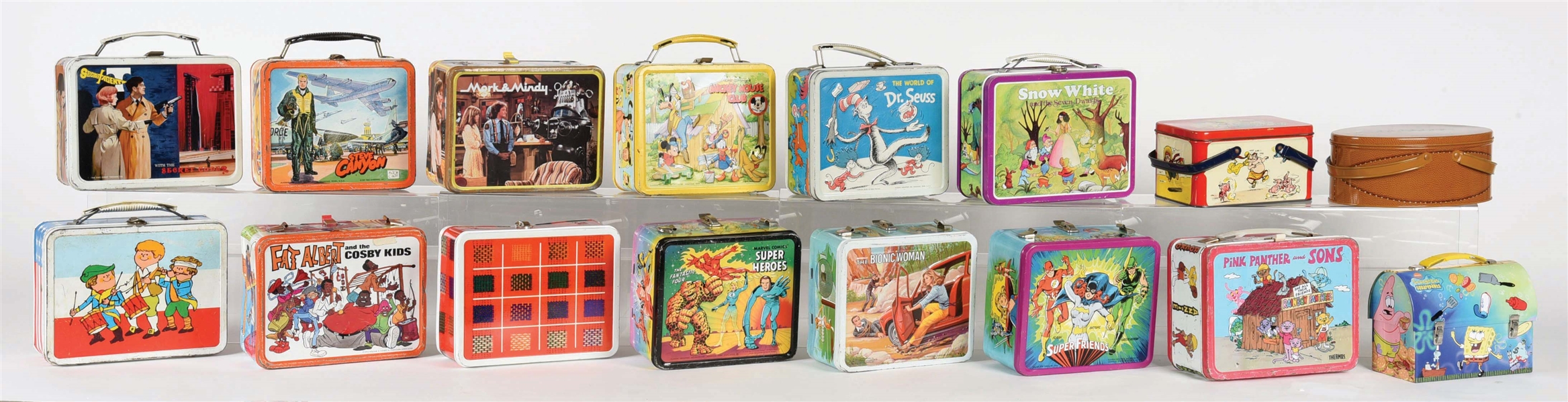 LOT OF 16: VINTAGE AND CONTEMPORARY TIN LITHO LUNCHBOXES.
