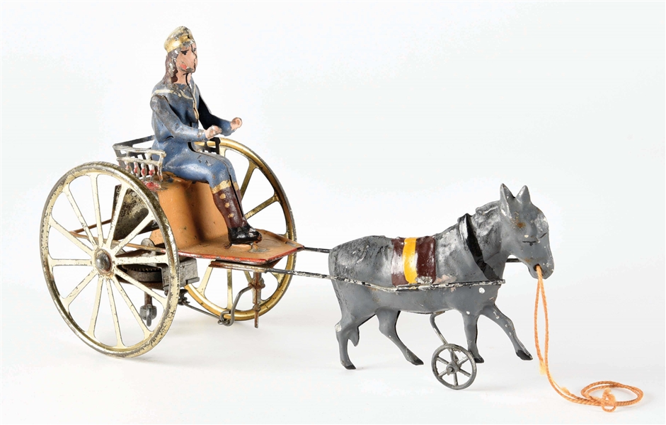 EARLY HAND-PAINTED EUROPEAN HORSE-DRAWN TOY.