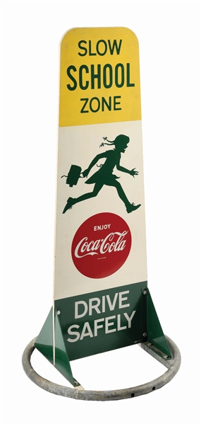 COCA-COLA WOODEN SCHOOL ZONE DRIVE SAFELY SIGN. 