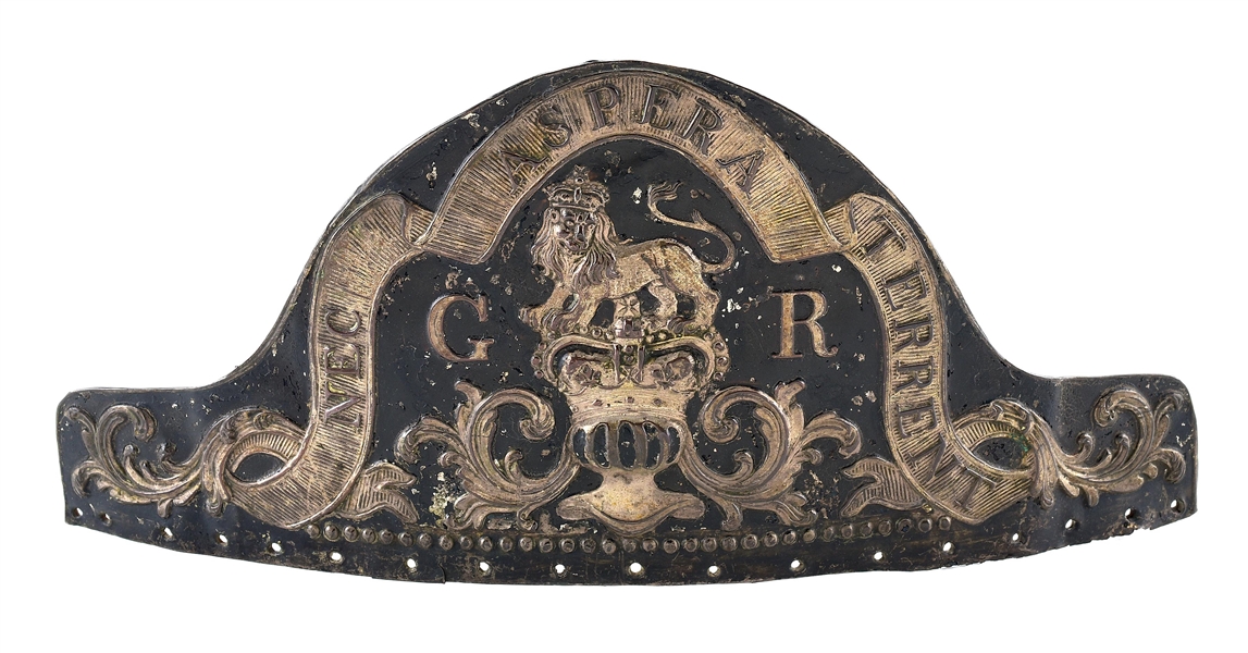 BRITISH REVOLUTIONARY WAR 1768 WARRANT "GR" GRENADIERS CAP BADGE. 