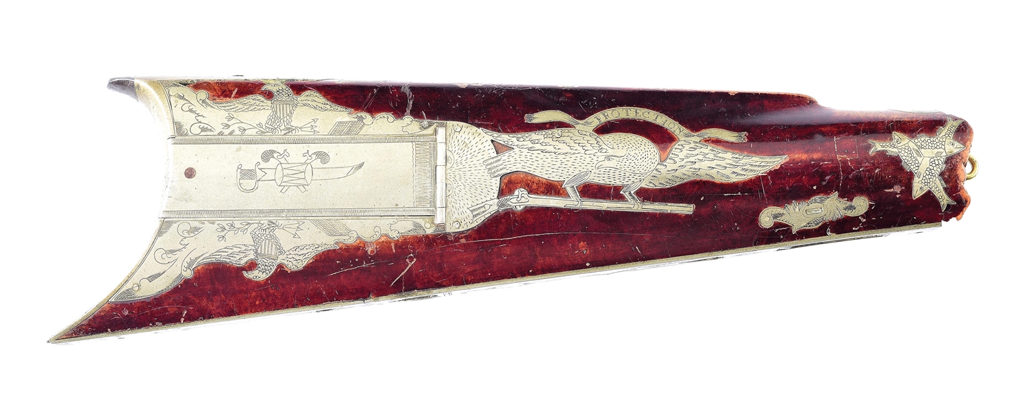 PATRIOTIC HIGHLY INLAID ORNATE KENTUCKY RIFLE BUTTSTOCK.