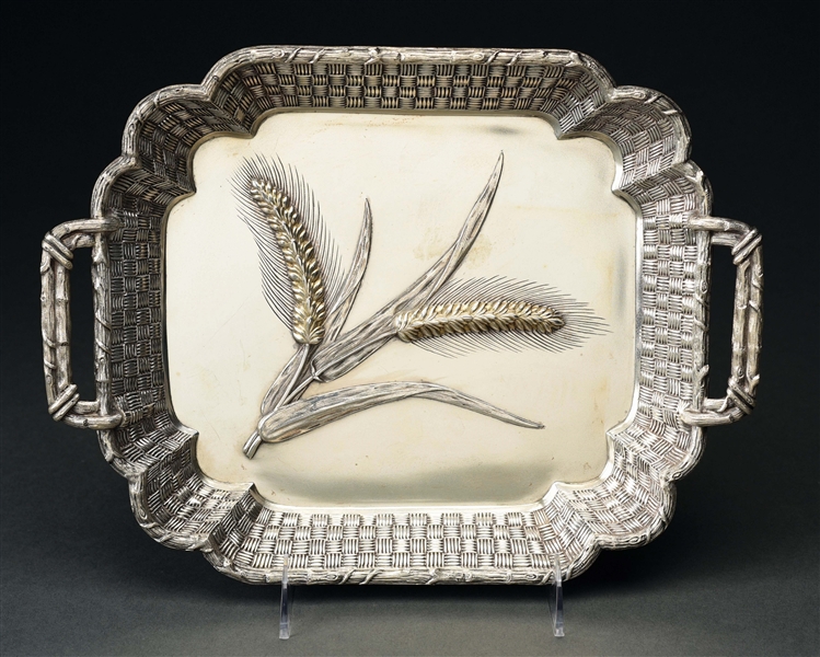 AN AMERICAN STERLING BREAD TRAY.