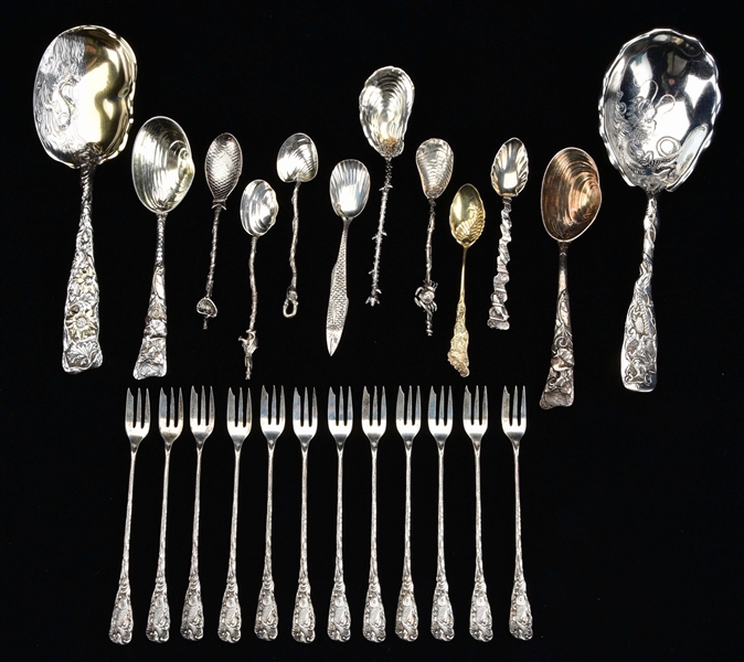 A GROUP OF GORHAM HIZEN PATTERN STERLING FLATWARE. 