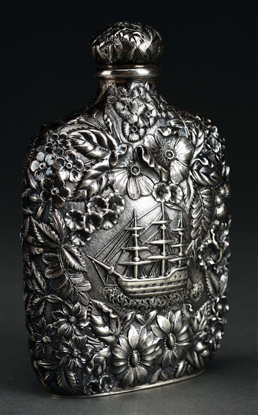 AN S KIRK SILVER FLASK.